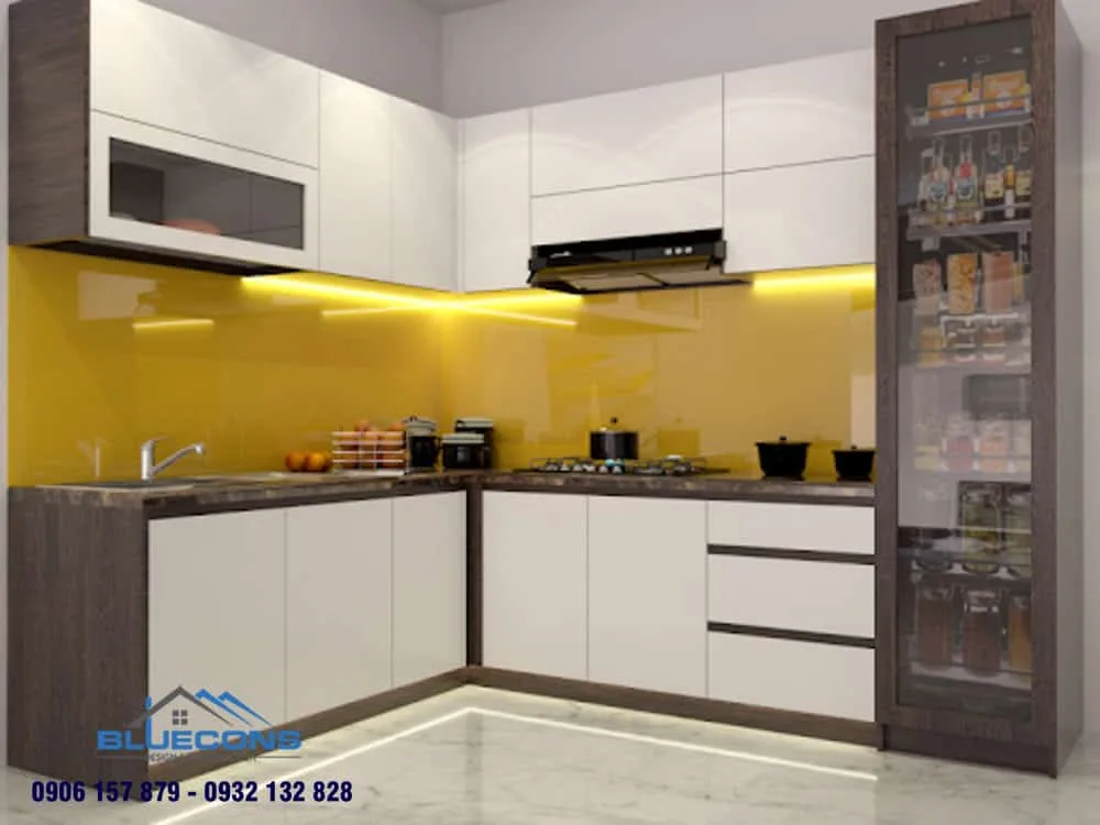 Tủ bếp gỗ công nghiệp mdf 45 Tủ bếp chất liệu gỗ công nghiệp MDF phủ Melamine