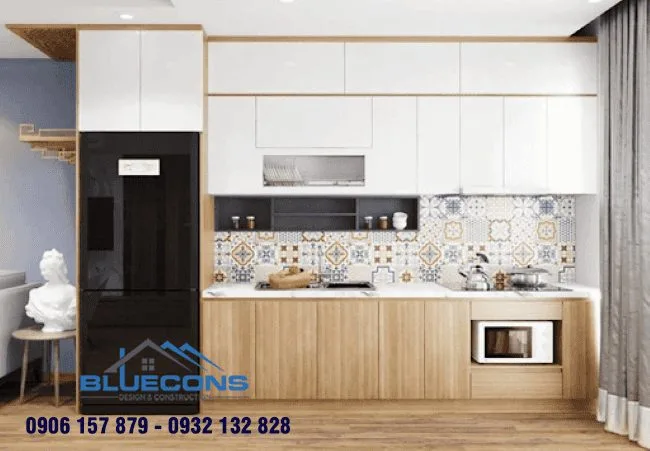 Tủ bếp chữ I dài 3m 60 Tủ bếp chữ i dài 3m cao kịch trần