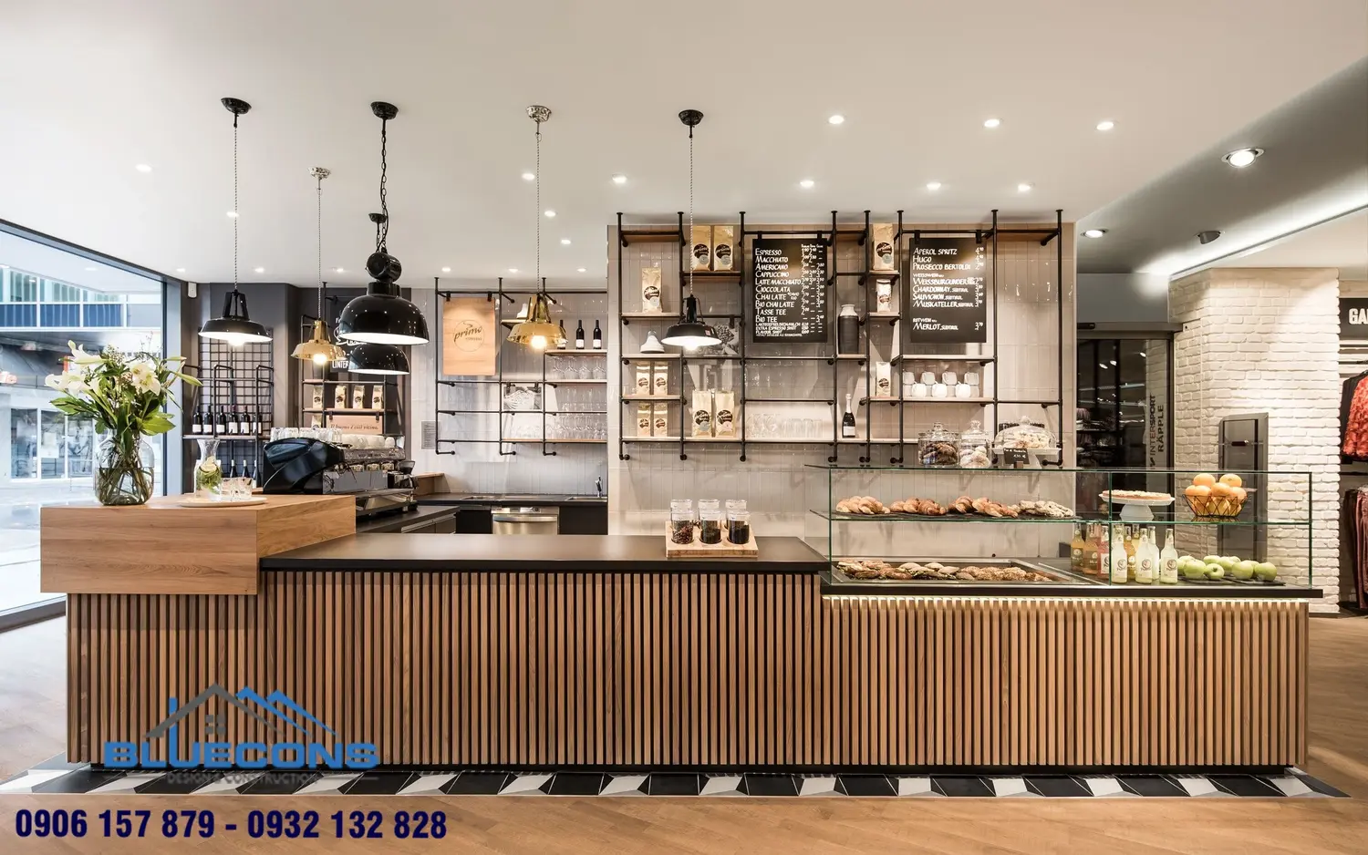 quay-bar-quan-cafe-nho-dep-12 Quầy Pha Chế Bằng Gỗ Kết Hợp Khung Sắt