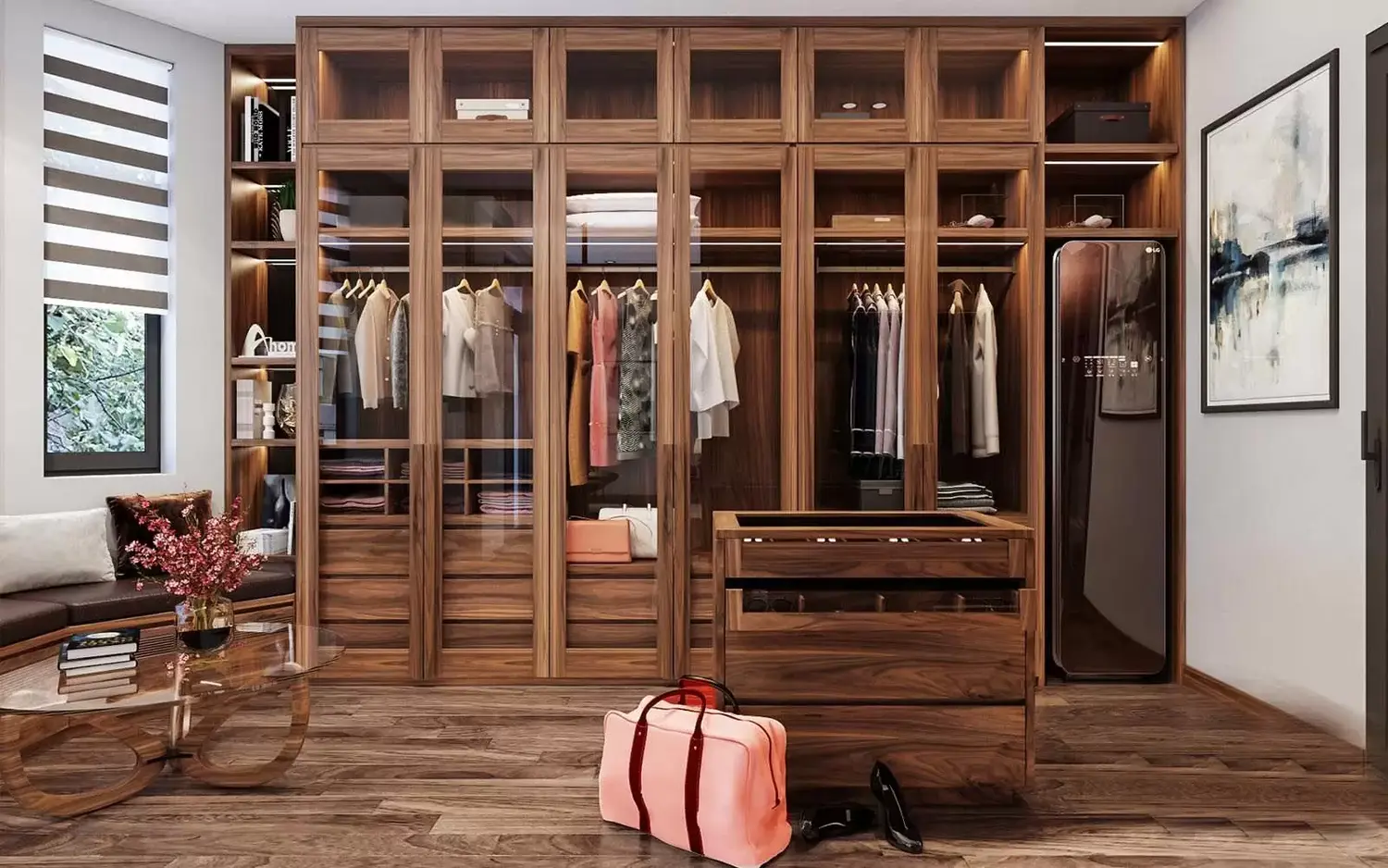 Tủ gỗ MDF 4 cánh 5 Tủ gỗ MDF 4 cánh hiện đại