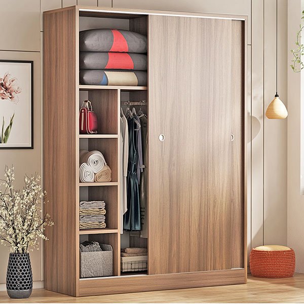 Tủ gỗ MDF 4 cánh 8 Tủ gỗ MDF cánh lùa giản đơn