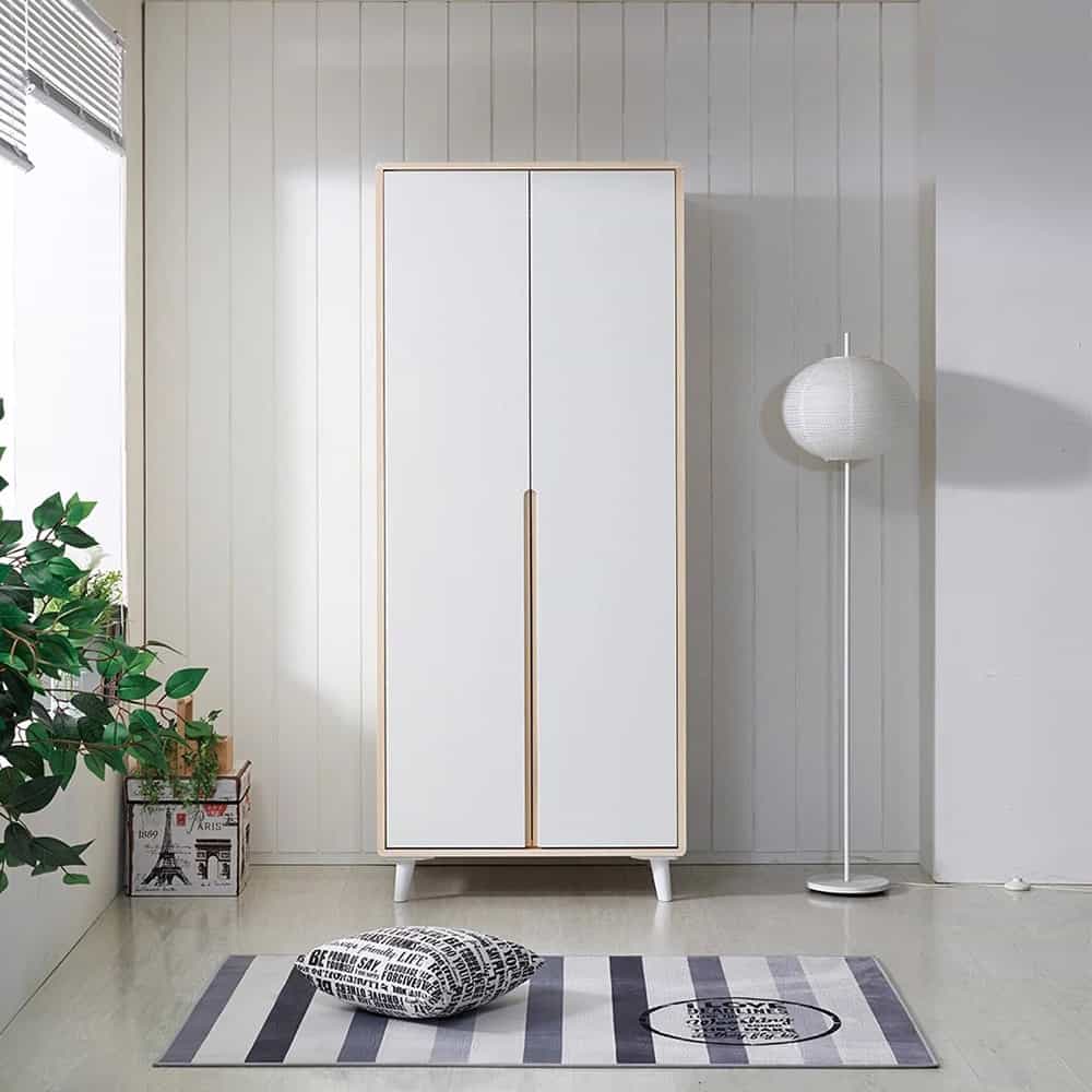 Tủ quần áo màu trắng 2 Kiểu tủ quần áo 2 cánh màu trắng hiện đại