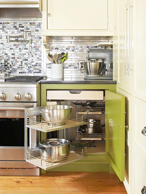 Thiết kế bên trong tủ bếp 7 Thiết kế bên trong tủ bếp tiện nghi với phụ kiện giá xoong nồi