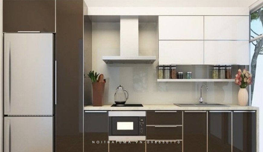 Tủ bếp chữ i cho căn hộ nhỏ 5 Tủ bếp gỗ công nghiệp MDF cao cấp chữ I