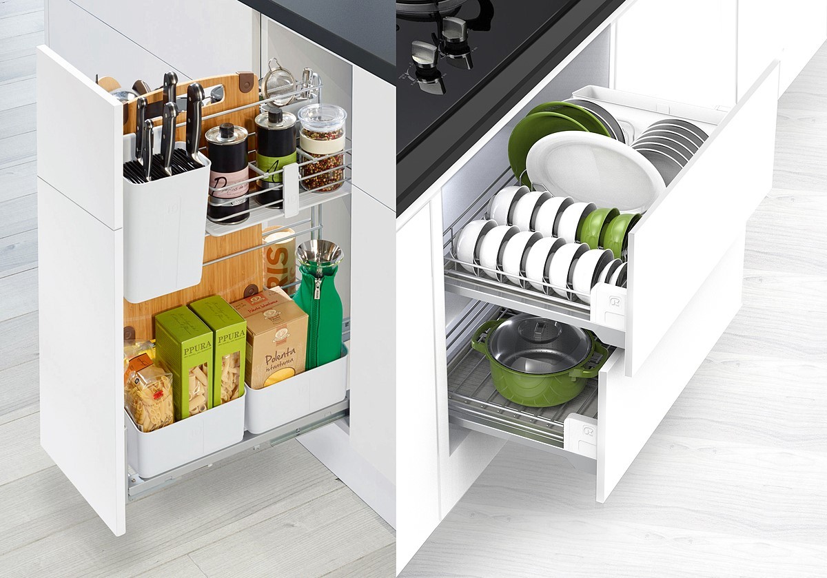 Tủ bếp thông minh bằng gỗ 8 Giá đỡ đa năng