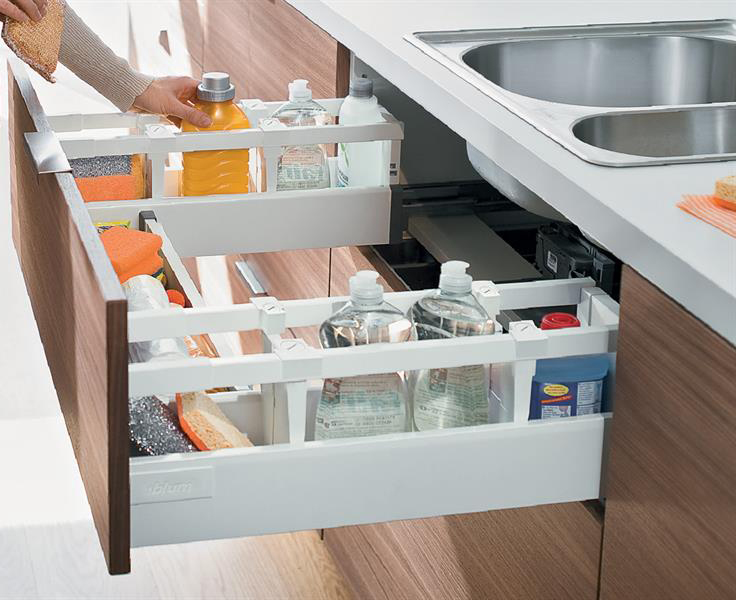 Tủ bếp thông minh bằng gỗ 7 Ngăn kéo hoặc nhấn của tủ