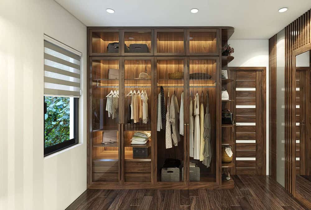 Tủ Quần Áo Cánh Kính 13 Sang trọng, đẳng cấp hơn với mẫu tủ cánh kính kết hợp gỗ