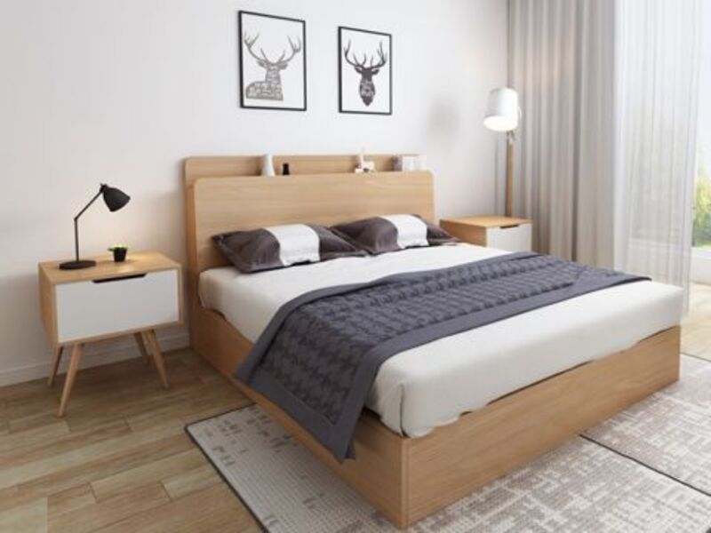 Giường ngủ gỗ HDF đôi rộng rãi