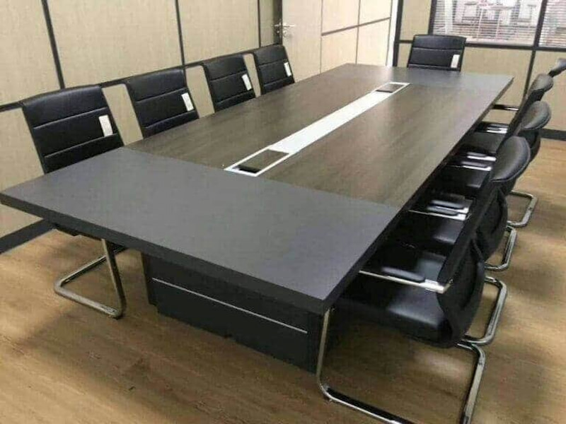 Bàn họp văn phòng bằng gỗ màu đen
