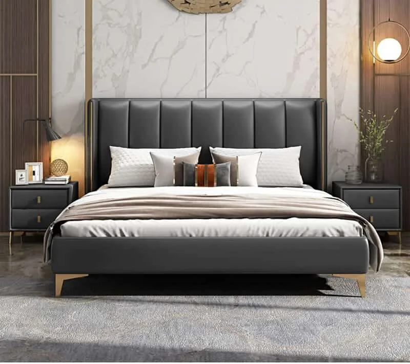 Giường gỗ có bọc nệm đầu giường