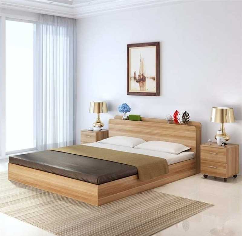 Giường ngủ gỗ kiểu hàn quốc với tone màu ấm