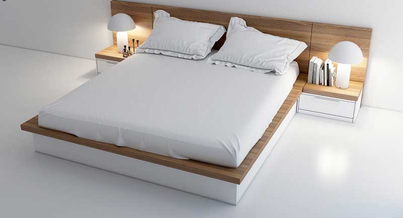 Giường ngủ gỗ kiểu Nhật màu trắng 