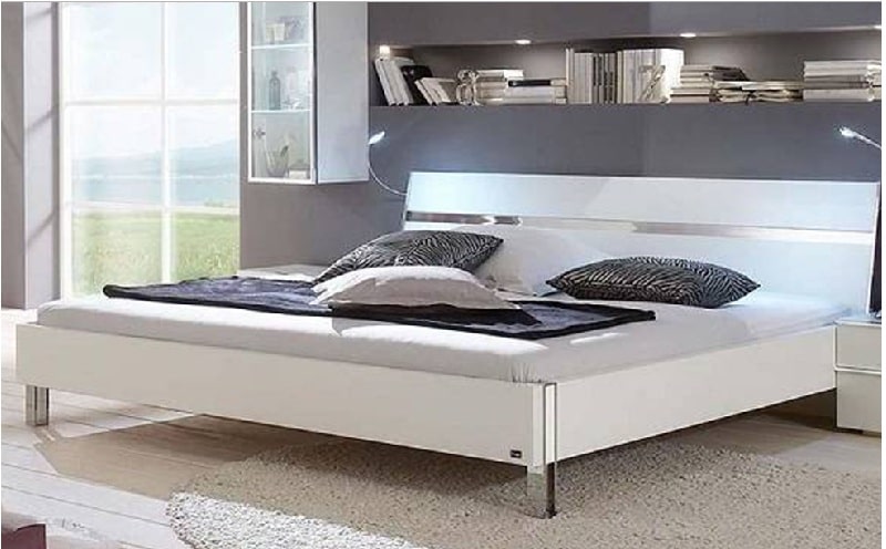 Giường ngủ gỗ màu trắng thiết kế gầm cao 