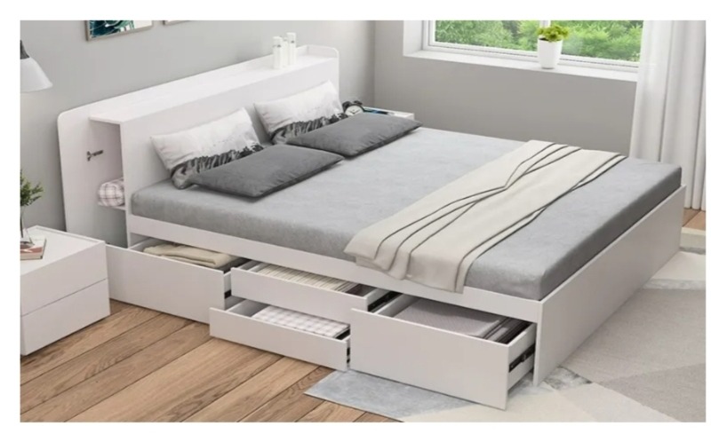 Giường ngủ gỗ màu trắng vừa đẹp đẽ vừa sang trọng 