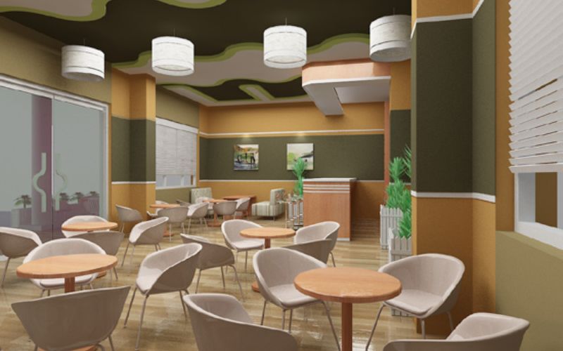 Hình ảnh thiết kế 3D quán cafe