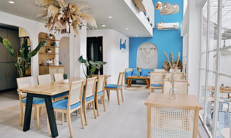Thiết kế quán cafe 100m2 phong cách Địa Trung Hải