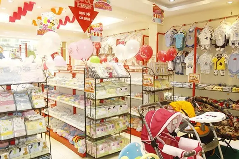 thiết kế shop mẹ và bé nhỏ
