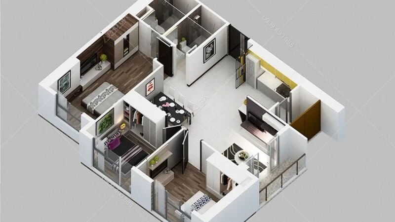 thiết kế nhà chung cư đẹp 100m2