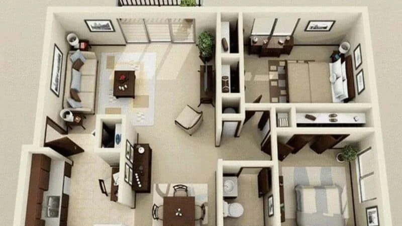 cách bố trí căn hộ 50m2
