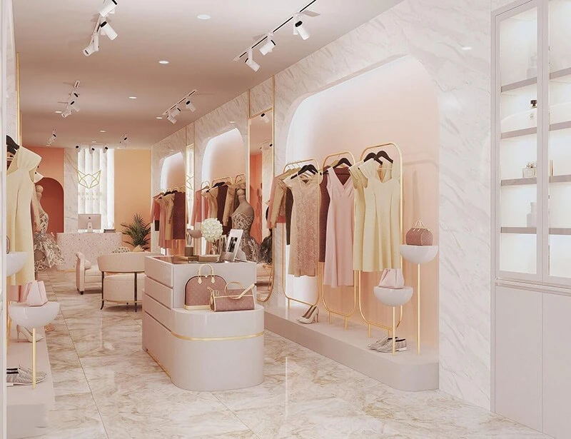 thiet-ke-phong-cach-nhe-nhang Thiết Kế Shop Quần Áo Nhỏ Gọn