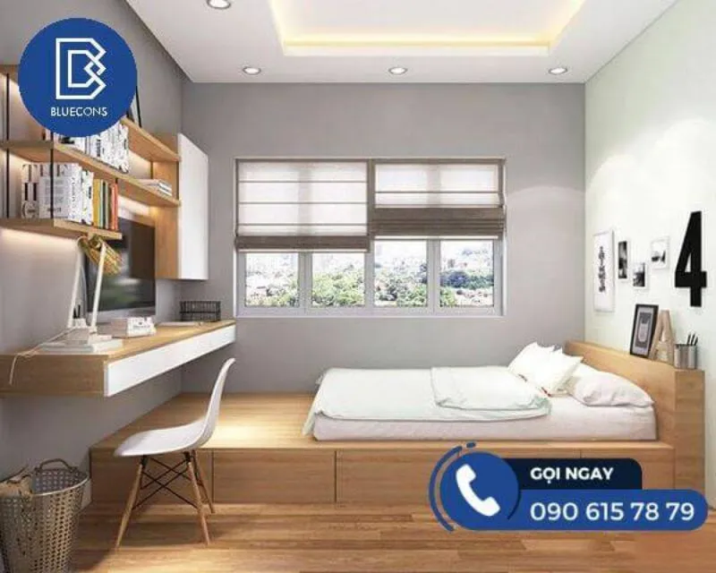 Giuong-ket-hop-gia-sach Giường ngủ gỗ không chân