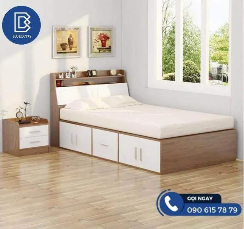 Giuong-ngu-go-bang-van-ep-MDF Giường ngủ gỗ không chân