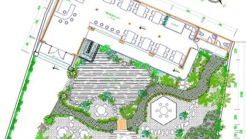 bản vẽ thiết kế quán cà phê sân vườn
