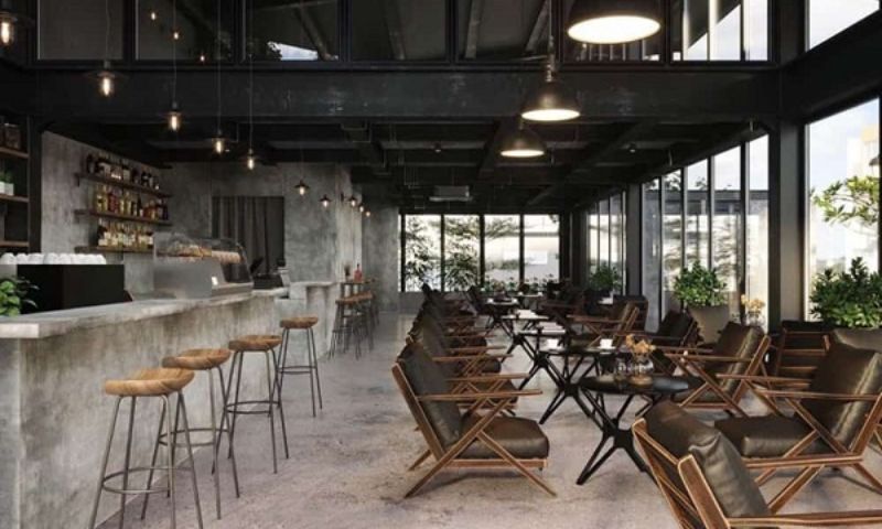 thiết kế quán cà phê 2 tầng