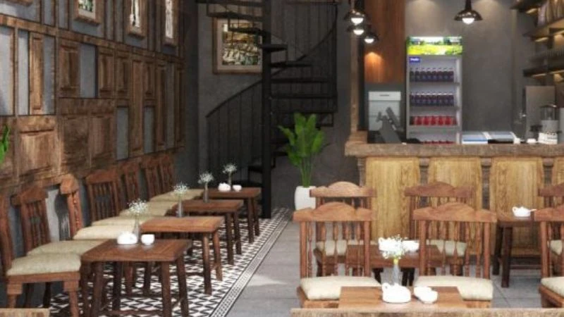 thiet-ke-quan-cafe-5x20-khong-co-vach-ngan Những Mẫu Thiết Kế Quán Cafe 5x20