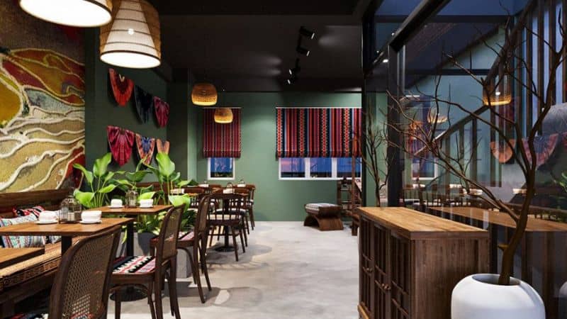 thiet ke quan cafe 5x20 mang hoi huong tay bac