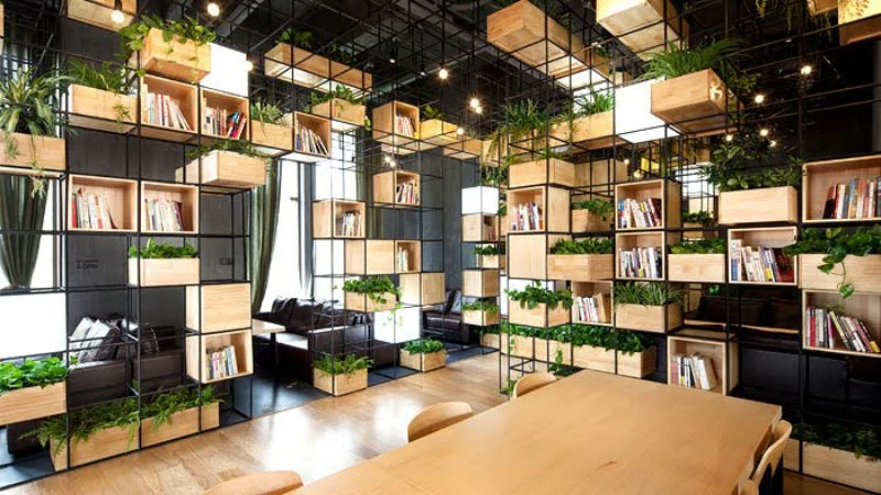 thiet-ke-quan-cafe-cay-xanh-hien-dai Thiết Kế Quán Cafe Cây Xanh