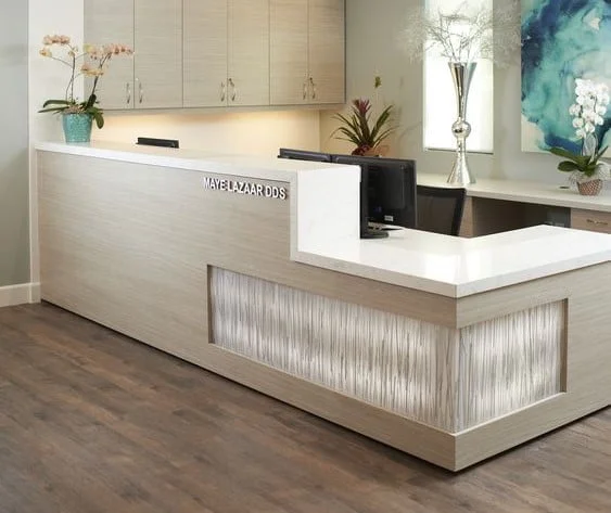 Quầy Lễ Tân Chữ L Gỗ Công Nghiệp 7