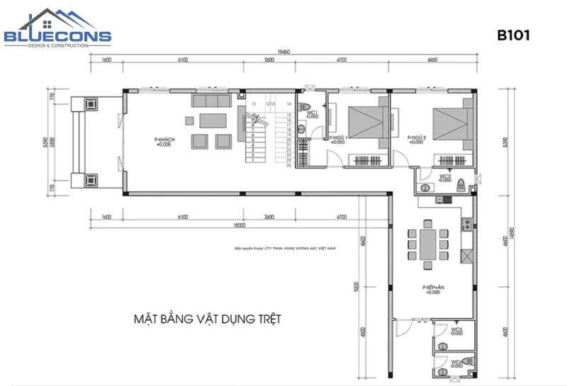 Ban-ve-nha-2-tang-chu-L 25+ mẫu bản vẽ nhà đơn giản, đẹp và sang trọng nhất