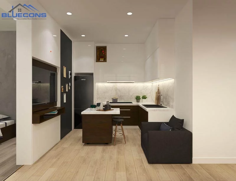 Bản vẽ tủ bếp có đảo bếp