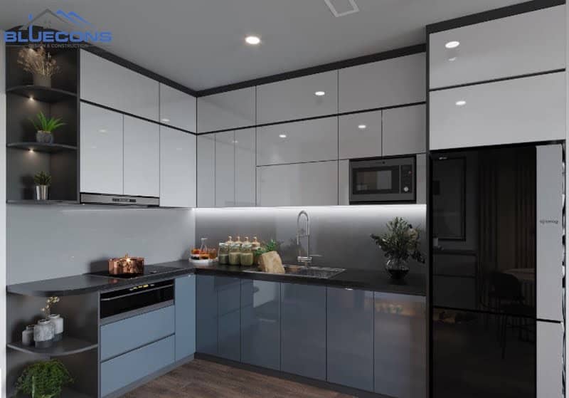 30+ mẫu thiết kế tủ bếp đẹp, phù hợp mọi không gian nhà bếp 36 Tủ bếp gỗ công nghiệp acrylic