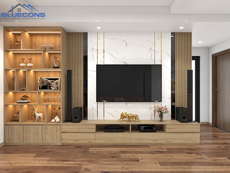 Mẫu thiết kế nội thất gỗ công nghiệp cho phòng khách