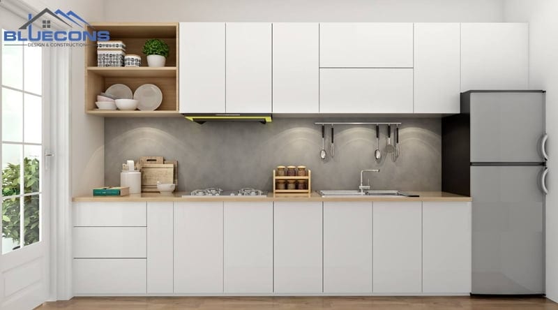 30+ mẫu thiết kế tủ bếp đẹp, phù hợp mọi không gian nhà bếp 53 Tủ bếp gỗ công nghiệp chữ I