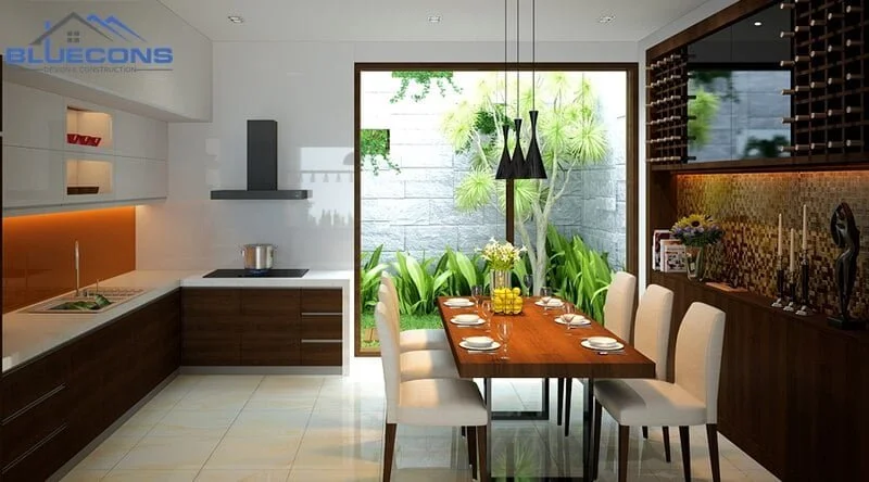 Mẫu nhà bếp đẹp tích hợp phòng ăn