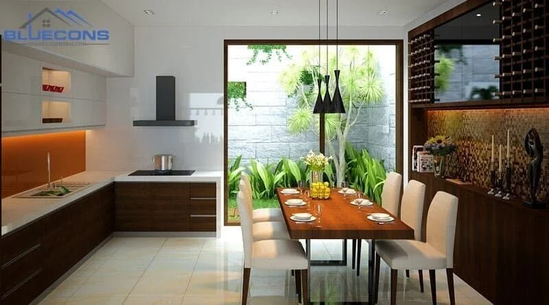 Mẫu nhà bếp đẹp tích hợp phòng ăn