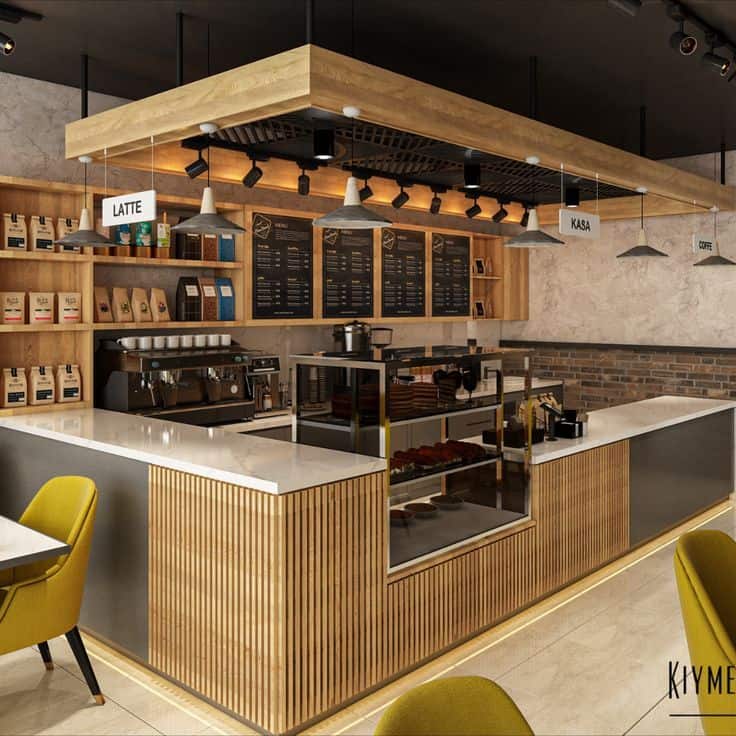Quầy Cafe Bằng Gỗ Kết Hợp Khung Sắt 12 Quầy cafe gỗ kết hợp khung sắt