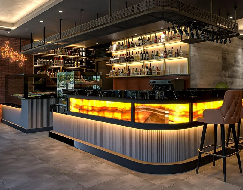 Quầy cafe tích hợp led