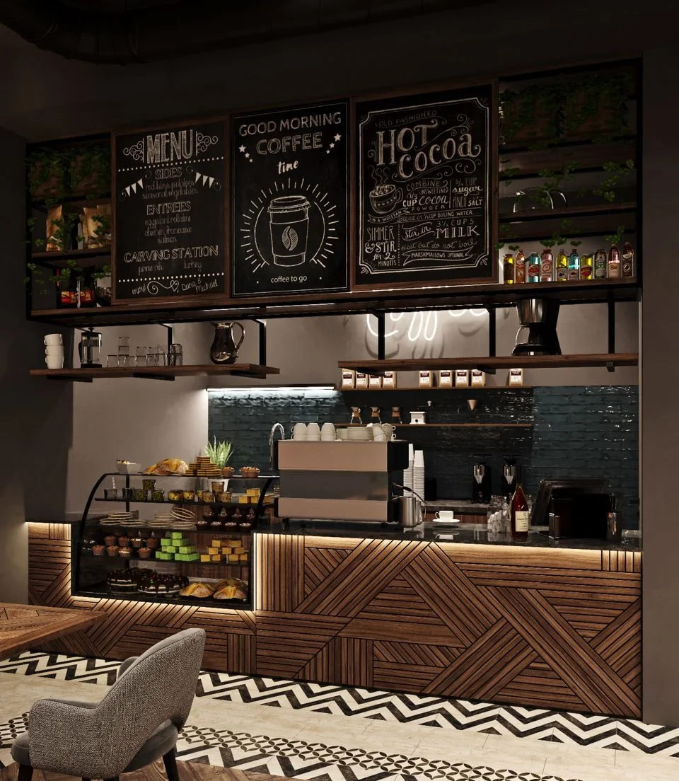 Quầy cafe vân gỗ đẹp