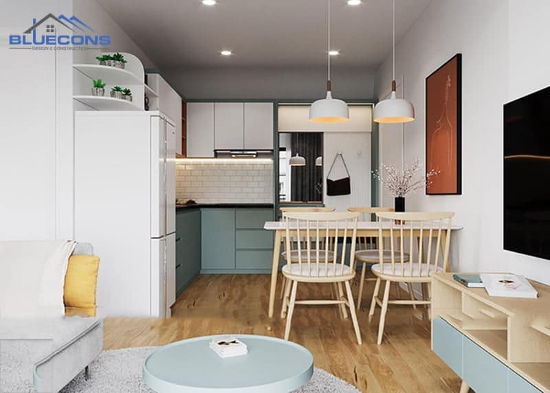 60+ mẫu thiết kế nội thất chung cư mini hiện đại, sang trọng 27 Thiết kế phòng bếp căn hộ mini 50m2