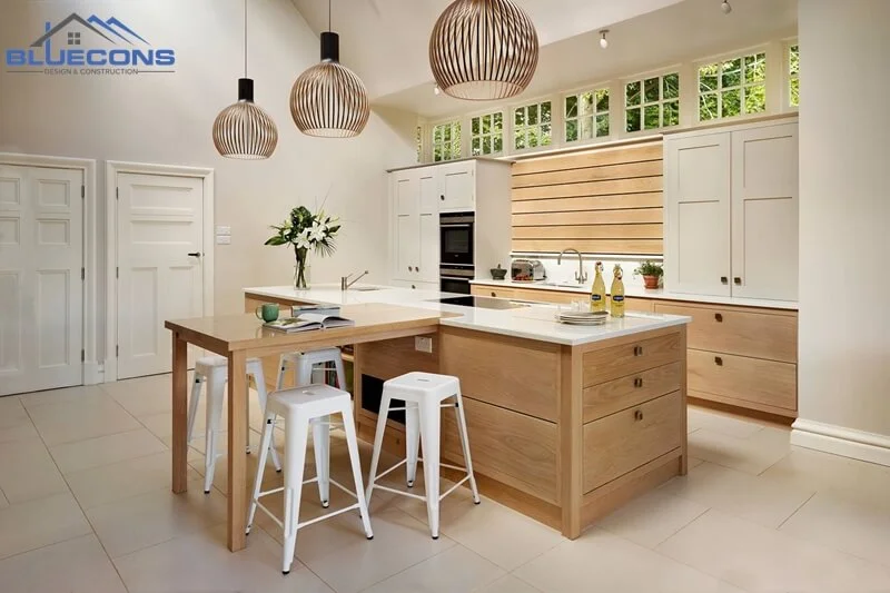 Bàn đảo bếp kết hợp với bàn ăn hiện đại