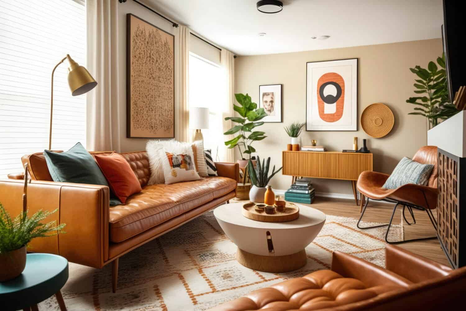 living-room-mid-century-style-with-warm-colors-ai-generative-scaled Thi Công Nội Thất Chung Cư