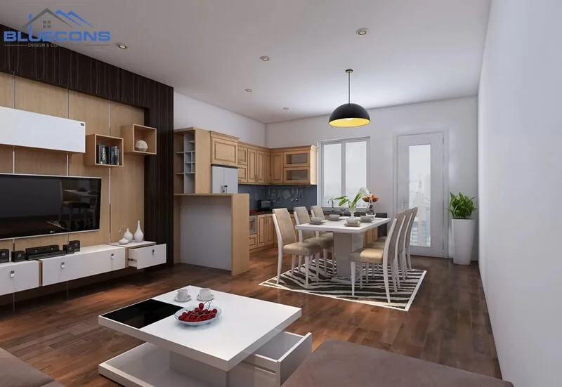 Thiết kế phòng bếp liền kề với phòng khách
