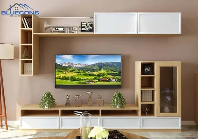 tu-treo-tuong-phong-khach Tủ gỗ trang trí phòng khách đẹp
