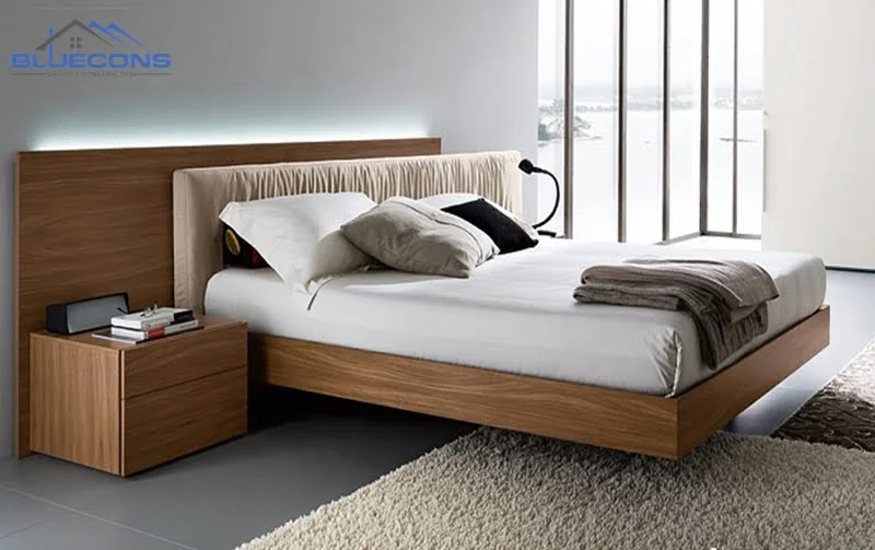 Giuong-go-co-chan-hien-dai Giường gỗ công nghiệp có chân