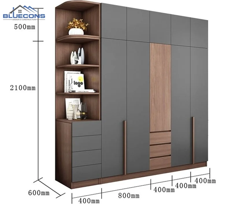 Kich-thuoc-tu-quan-ao-5-canh Tủ quần áo gỗ công nghiệp 5 cánh