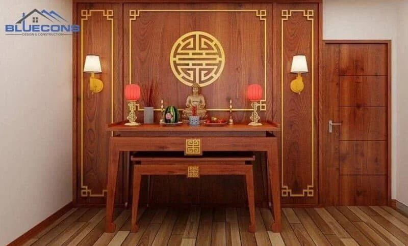 Mẫu bàn thờ gỗ công nghiệp thiết kế đơn giản